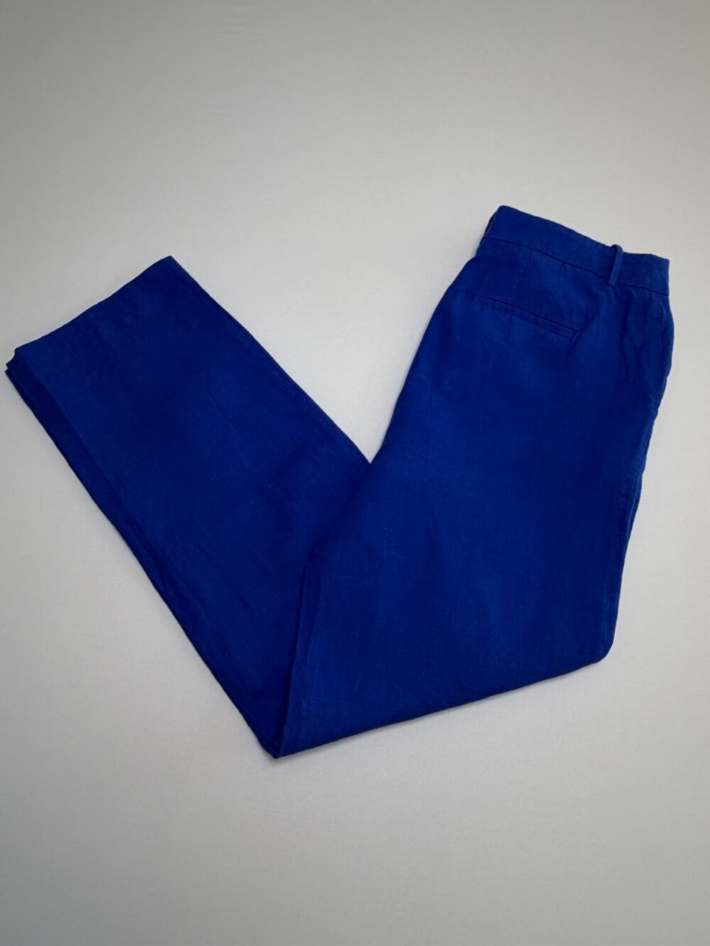 TALBOTS Southampton Linen Straight Leg Trouser Pants Royal Blue 4 - Picture 4 of 12